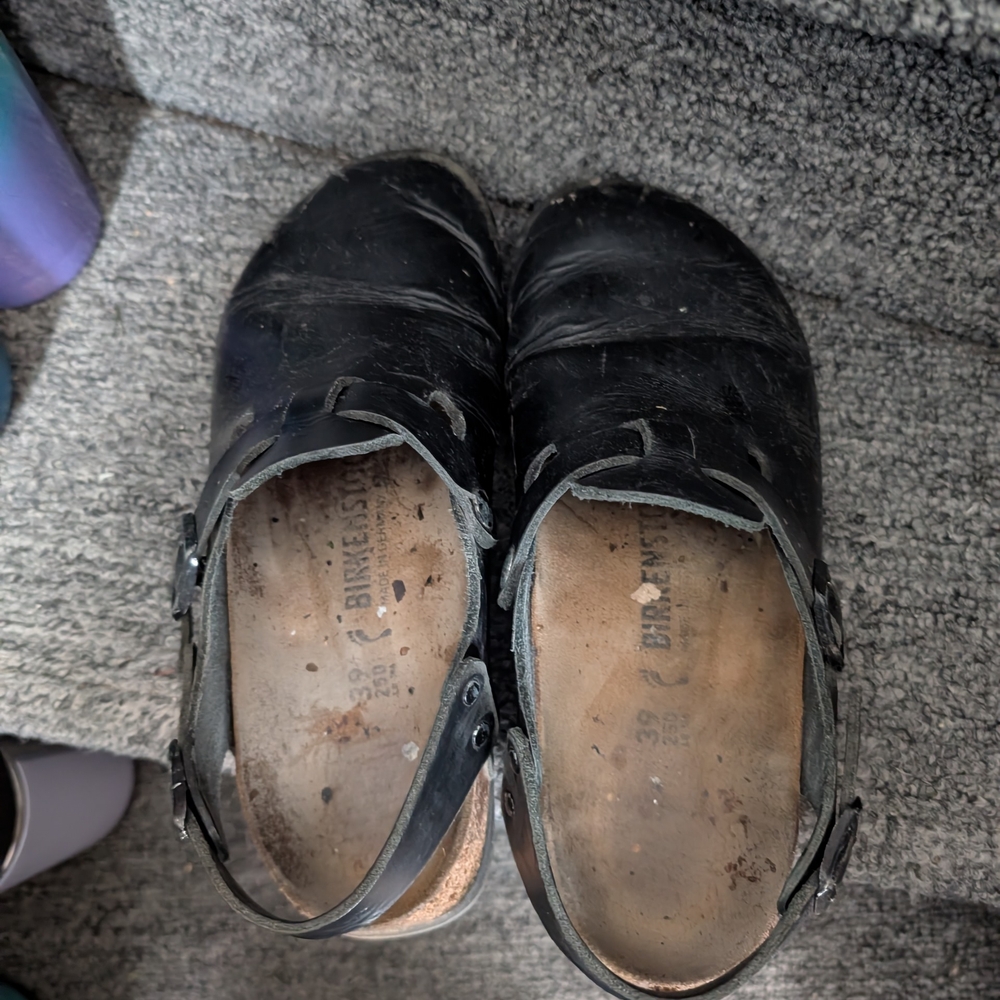 Birkenstock Black Leather Mules